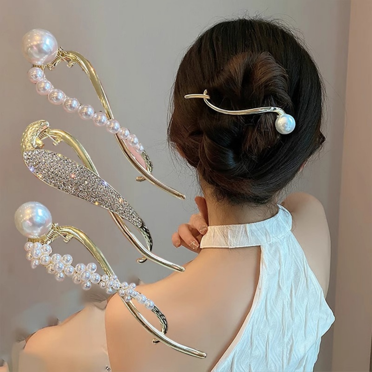 Lifestyle In Korean - Pince à cheveux torsadée en perles