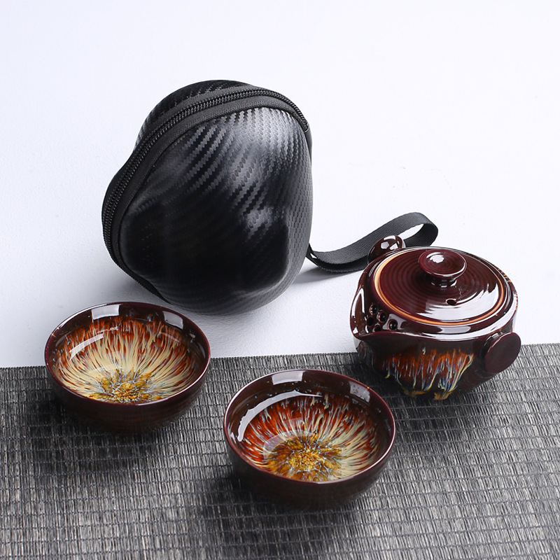 Korean Tea Set - Gaiwan-Théière portable en céramique avec 2