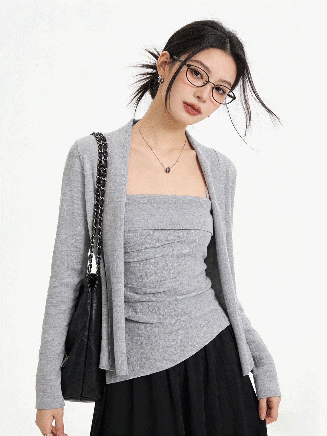 Lifestyle In Korean - Ensemble deux pièces tricoté court Lush